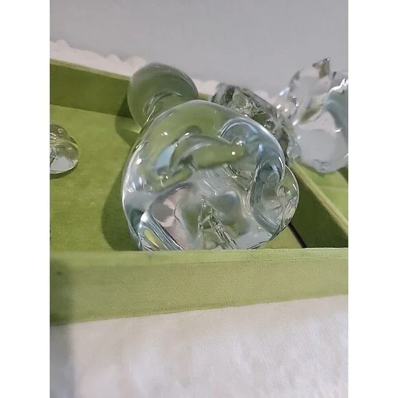Vintage Clear Glass Animal Figures Paperweight Lot Of 6 MCM Mid Century Retro